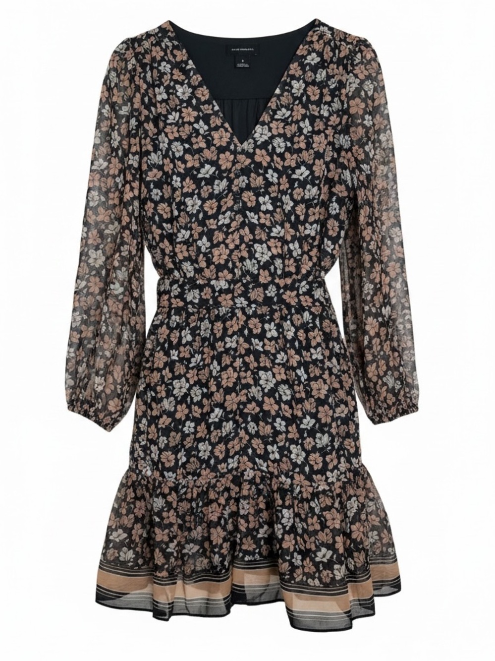 Club Monaco Floral Print V Neck Mini Dress